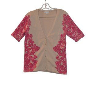 New York and Company 1/2 Sleeves Knit Cotton Button Down Blouse M